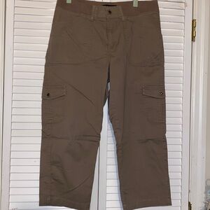 Lee Tan Cargo Pants with Front Back and Double Side Pockets Elastic Waist SZ 10